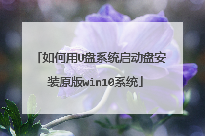 如何用U盘系统启动盘安装原版win10系统