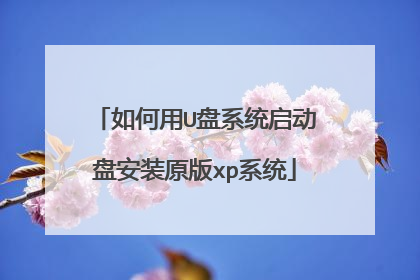 如何用U盘系统启动盘安装原版xp系统