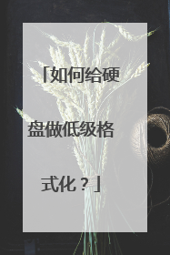 如何给硬盘做低级格式化?