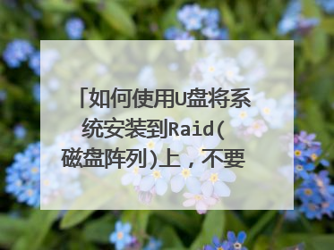 如何使用U盘将系统安装到Raid(磁盘阵列)上,不要去网上拷贝给我同样内容,毫无意义