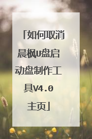 如何取消晨枫U盘启动盘制作工具V4.0主页