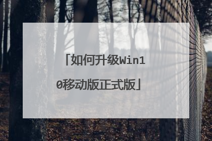 如何升级Win10移动版正式版