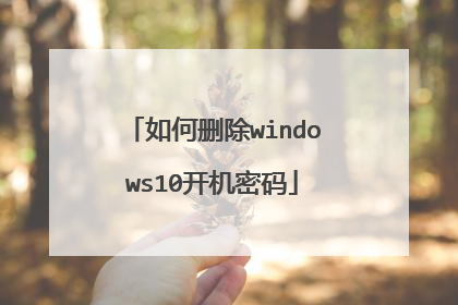 如何删除windows10开机密码