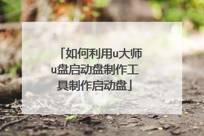 如何利用u大师u盘启动盘制作工具制作启动盘
