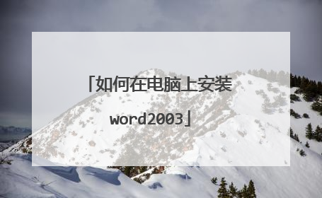 如何在电脑上安装word2003