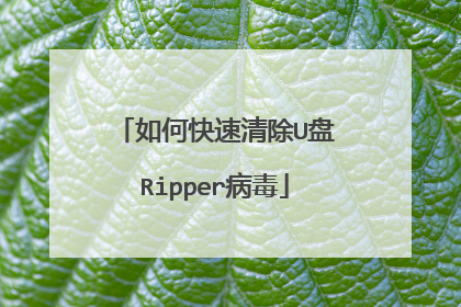 如何快速清除U盘Ripper病毒
