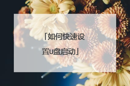 如何快速设置U盘启动