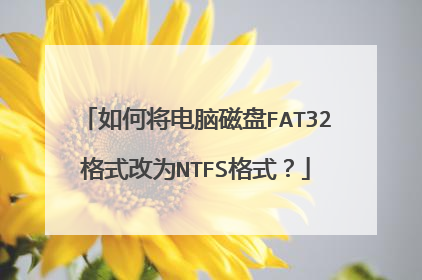 如何将电脑磁盘FAT32格式改为NTFS格式?