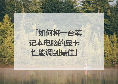 如何将一台笔记本电脑的显卡性能调到最佳