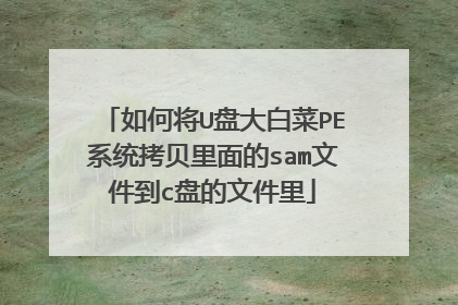 如何将U盘大白菜PE系统拷贝里面的sam文件到c盘的文件里