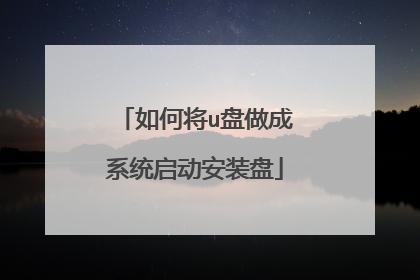 如何将u盘做成系统启动安装盘
