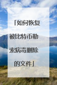 如何恢复被比特币勒索病毒删除的文件