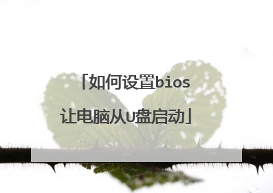 如何设置bios让电脑从U盘启动