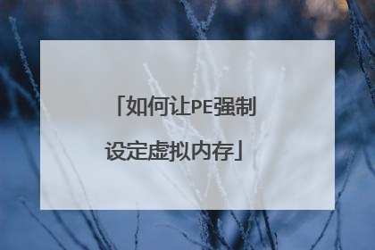 如何让PE强制设定虚拟内存