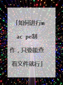 如何进行mac pe制作，只要能查看文件就行