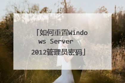 如何重置Windows Server 2012管理员密码