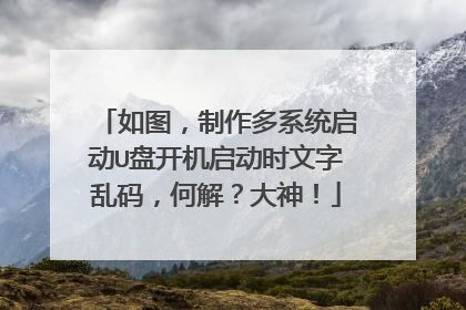如图,制作多系统启动U盘开机启动时文字乱码,何解?大神!