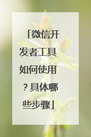 微信开发者工具如何使用?具体哪些步骤