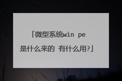 微型系统win pe 是什么来的 有什么用?