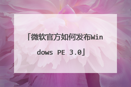 微软官方如何发布Windows PE 3.0