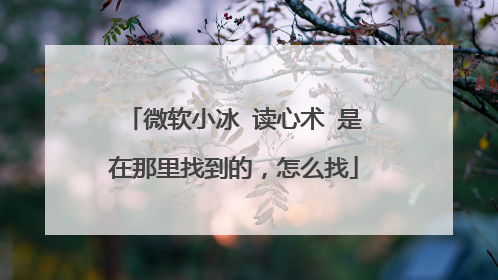 微软小冰 读心术 是在那里找到的,怎么找