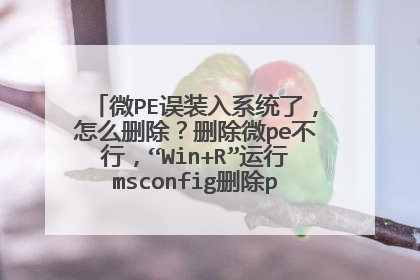 微PE误装入系统了,怎么删除?删除微pe不行,“Win+R”运行msconfig删除pe引导也不行