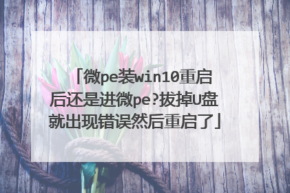 微pe装win10重启后还是进微pe?拔掉U盘就出现错误然后重启了