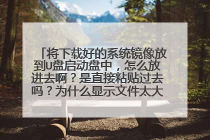 将下载好的系统镜像放到U盘启动盘中,怎么放进去啊?是直接粘贴过去吗?为什么显示文件太大不让移动啊?