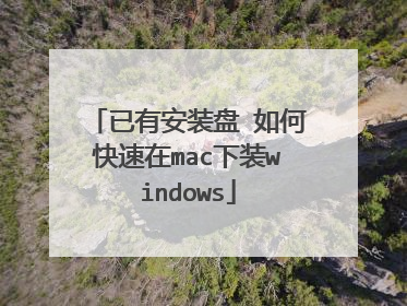 已有安装盘 如何快速在mac下装windows