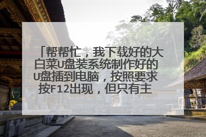帮帮忙,我下载好的大白菜U盘装系统制作好的U盘插到电脑,按照要求按F12出现,但只有主机显示,救我