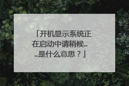 开机显示系统正在启动中请稍候……是什么意思？