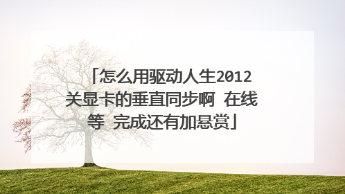 怎么用驱动人生2012关显卡的垂直同步啊 在线等 完成还有加悬赏