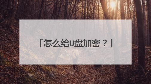 怎么给U盘加密?