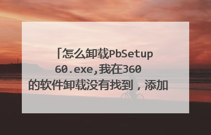 怎么卸载PbSetup60.exe,我在360的软件卸载没有找到,添加或删除程序也没有找到这个文件,安装时就安装在桌