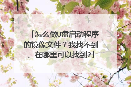 怎么做U盘启动程序的镜像文件?我找不到、在哪里可以找到?