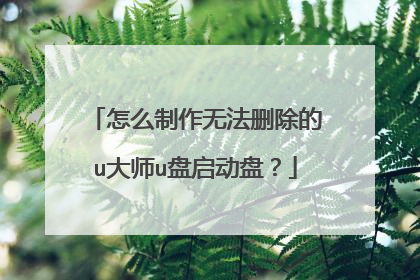 怎么制作无法删除的u大师u盘启动盘？