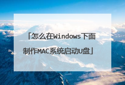 怎么在Windows下面制作MAC系统启动U盘