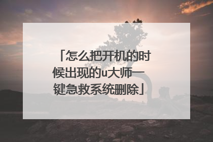 怎么把开机的时候出现的u大师一键急救系统删除