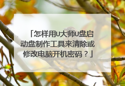 怎样用U大师U盘启动盘制作工具来清除或修改电脑开机密码？
