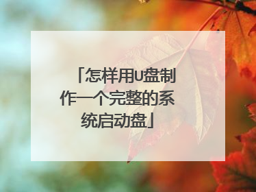 怎样用U盘制作一个完整的系统启动盘
