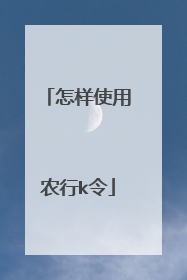 怎样使用农行k令