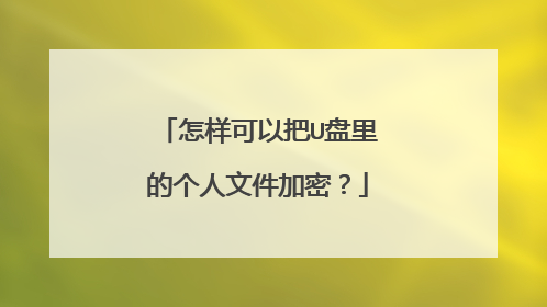 怎样可以把U盘里的个人文件加密?