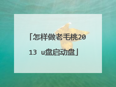 怎样做老毛桃2013 u盘启动盘