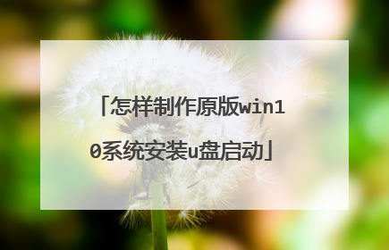 怎样制作原版win10系统安装u盘启动