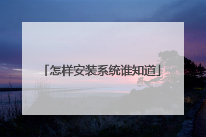 怎样安装系统谁知道