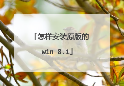 怎样安装原版的win 8.1
