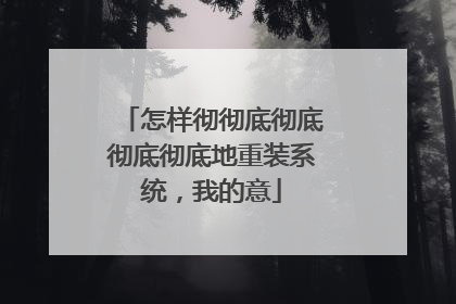 怎样彻彻底彻底彻底彻底地重装系统,我的意