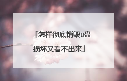 怎样彻底销毁u盘损坏又看不出来