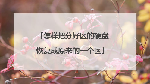 怎样把分好区的硬盘恢复成原来的一个区