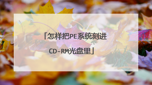 怎样把PE系统刻进CD-RM光盘里